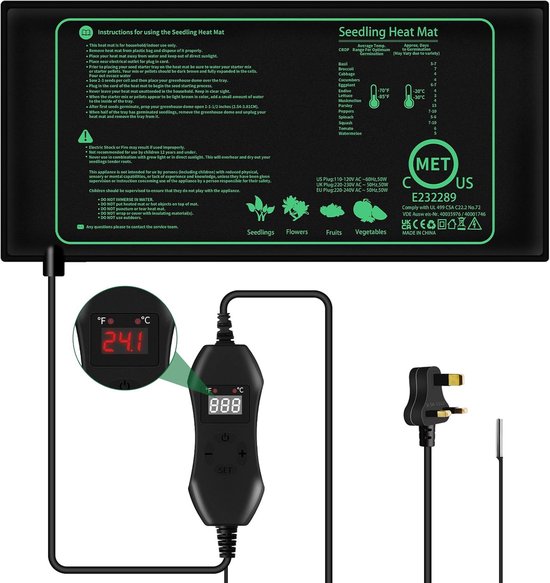 Hyindoor Zaailing Warmtemat met digitale thermostaat Combo