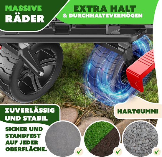 KESSER® Bolderkar opvouwbaar Bolderwagen GT9000 met dak Strandkar - incl. 2x 3-punts gordelsysteem - massief rubberen banden - tot 80 kg - rem voor en achter - + draagtas - Khaki van Merkloos — afbeelding 2