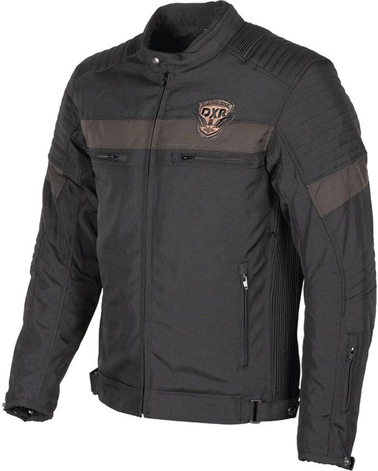 Biker motorjack voor heren, leren jas met beschermers, rundleer, blauw, XXL