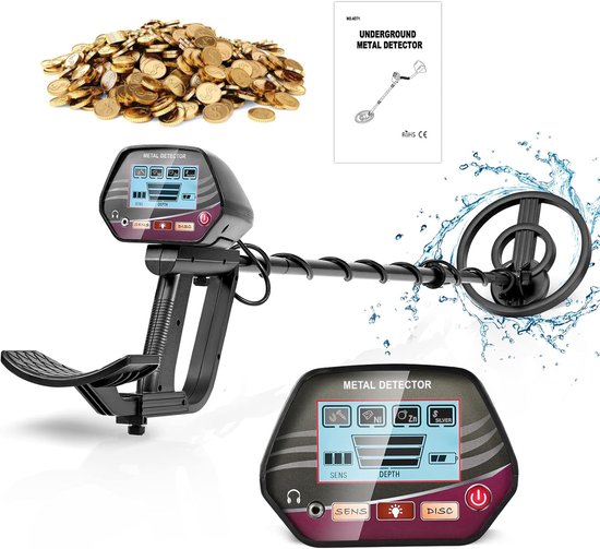 Children's Metal Detector, Lightweight Metal Detector with LCD Display and Sound Display, Adjustable Metal Detector, High Sensitivity, with Search Coil, Waterproof, for Beginners