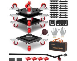 Meubel Dolly met 5 Draaibare Wielen en Staartrem - Heavy Duty Verhuizer voor Apparaten, Banken, Bedden en Piano's