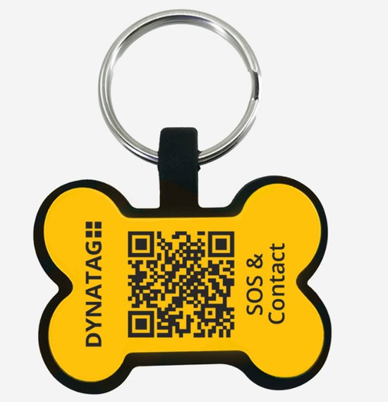 Médaille d'identification DynaTag SOS « Os » en Siliconen jaune