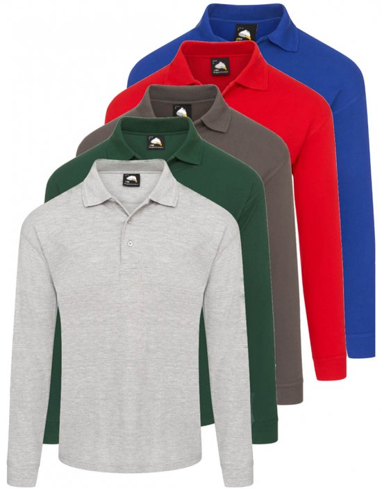 Orn Brand Heren Polo Shirt met lange mouwen 220 gsm Cotton- Polyester Maat XXL -Zwart-