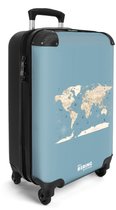 NoBoringSuitcases.com® - Valise cabine Carte du monde - Océan - Réaliste - Bleu - Bagage à main - Valise de voyage - Valise chariot - Valises 55x40x20 cm - 55x35x25 cm