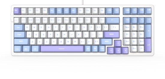 SunSonny N-J80 Mechanisch Gaming Toetsenbord Wit/ Blauw-Paars - Ergonomisch Bedraad RGB Gaming Keyboard - Red Switches