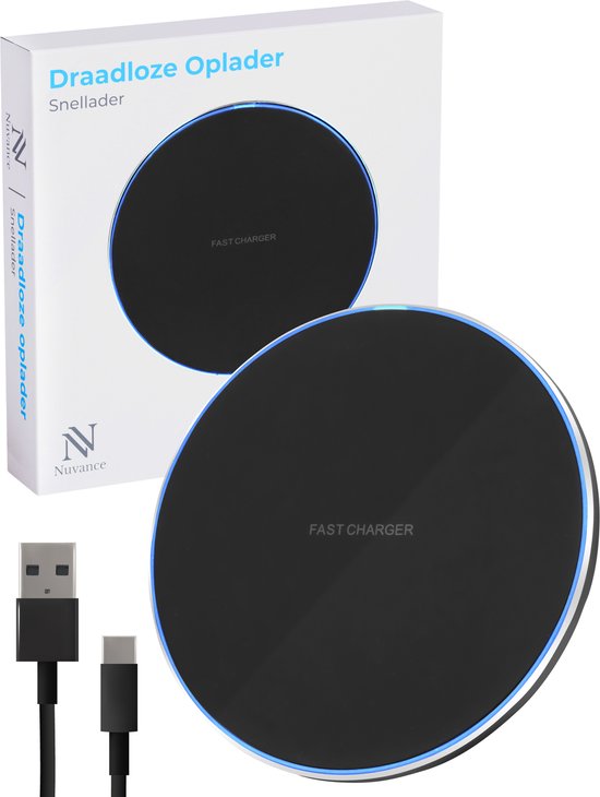 Nuvance draadloze oplader 15W – met kabel – iPhone/Samsung