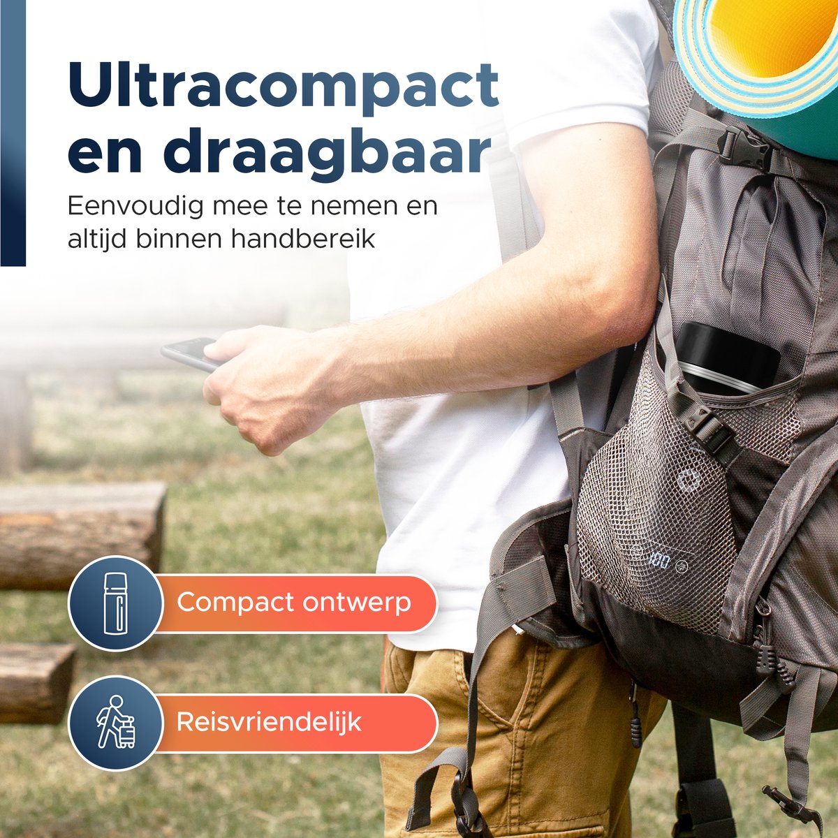 BP® Draagbare Waterkoker - Mini Waterkoker - Kleine Waterkoker - Reis Waterkoker - Camping Waterkoker - Met Temperatuurregeling - Roestvrij Staal - Zwart — afbeelding 4