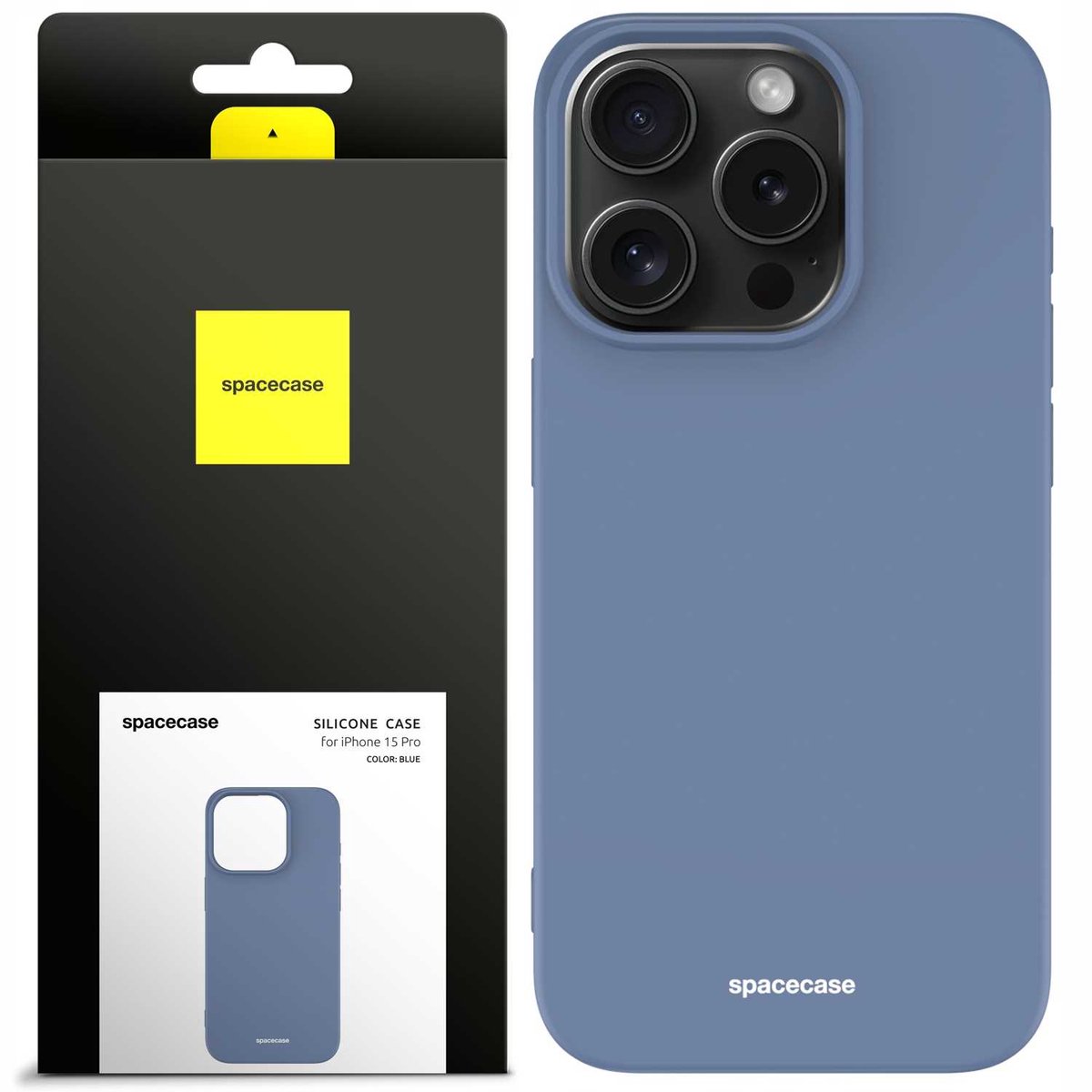 Spacecase Siliconen Hoesje Voor Iphone 15 Pro Blauw Hoge Bescherming