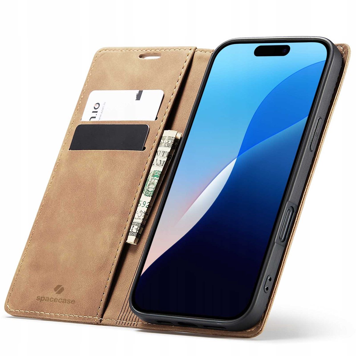Spacecase Case Sc Portefeuille Voor Iphone 16 Bruin