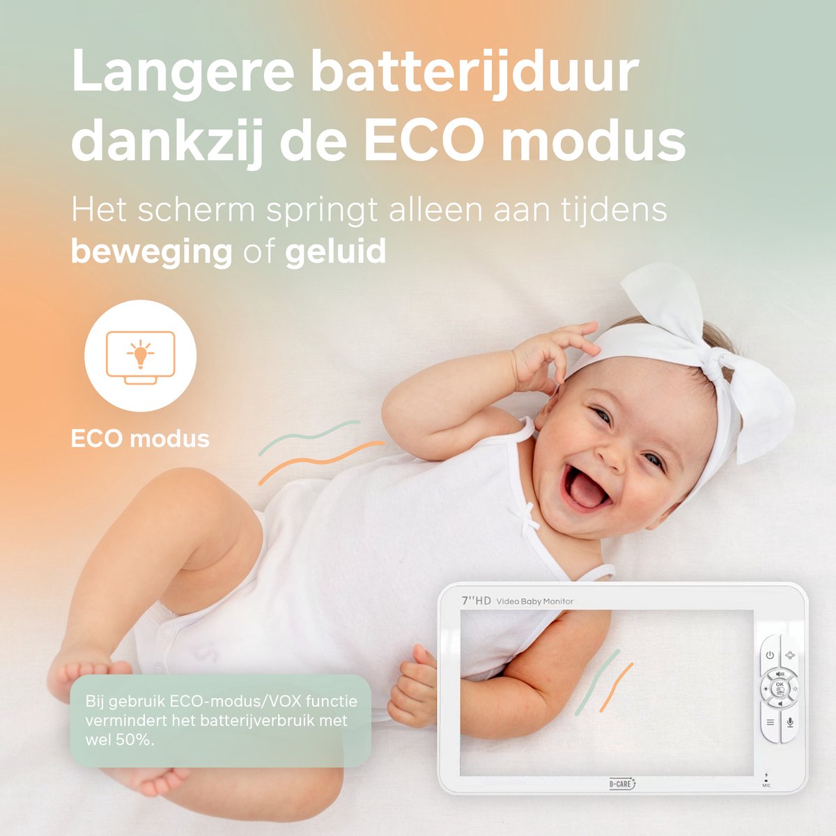 B-Care Sparkle Ultimate Babyfoon met 3 Camera's en 7 Inch HD - afbeelding 3