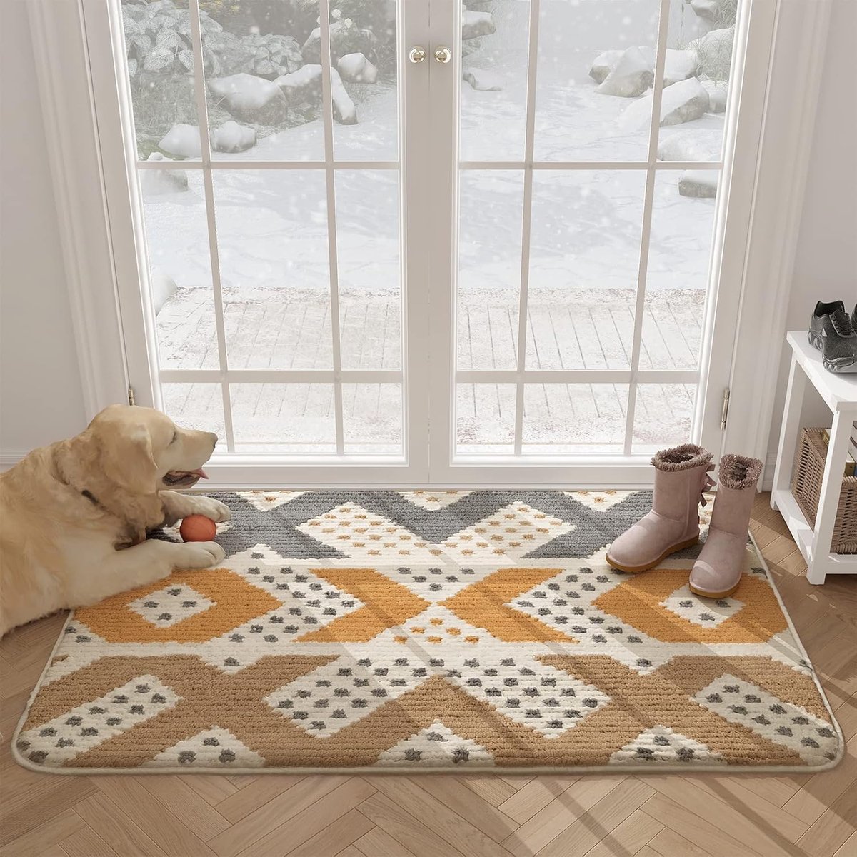 Antislip Deurmat 80 x 120 cm, Machinewasbare Zachte Deurmat Dirt Trapper-Vloerkleed Voordeur Toegangskleed Voor Binnen, Buiten, Woonkamer, Gang, Binnenplaats (Beige)