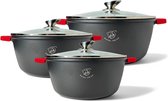Bol.com Royal Swiss® Braadpannen Inductie -3 pannenset- Bakpan XL - 28/32/36 cm - Groot Soeppan - Oven Bestendig - Antiaanbaklaa... aanbieding
