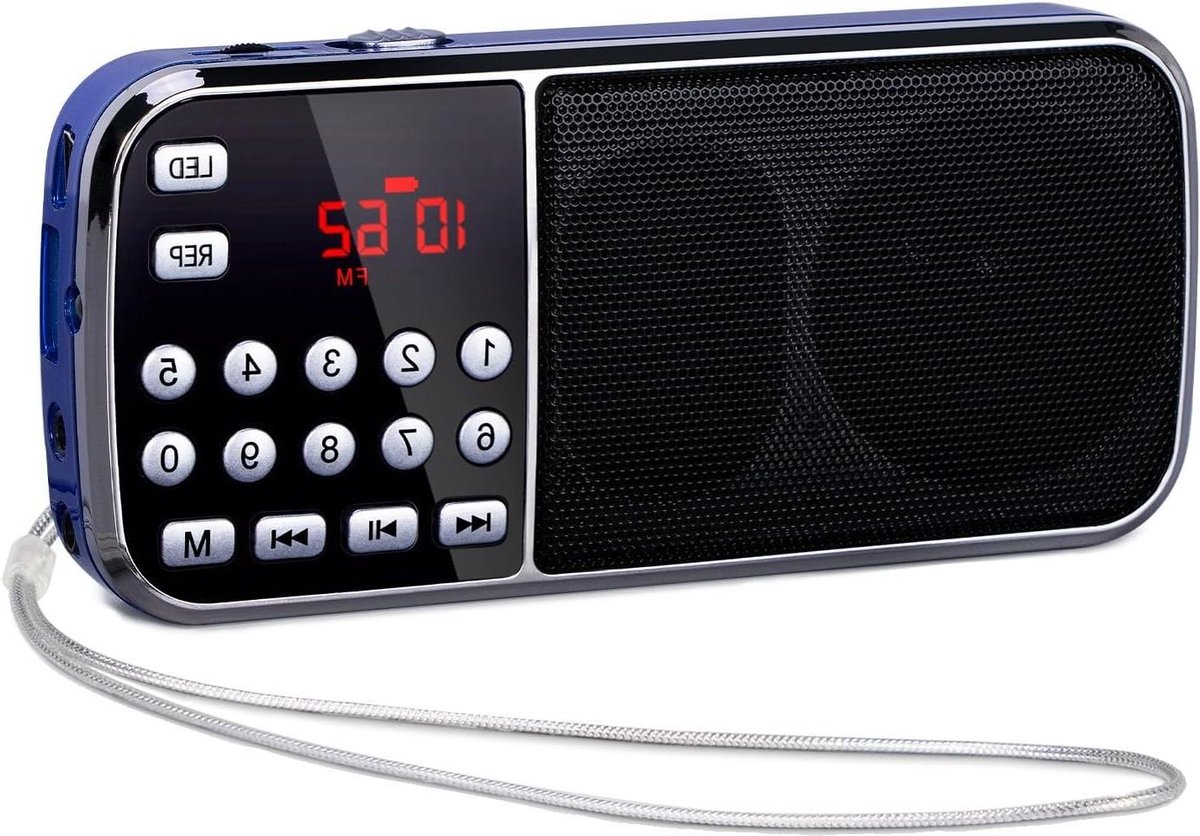 Draagbare Radio L-189 met Dubbele Luidspreker LED Zaklamp - Oplaadbare Batterij - FM-Radio - 1200mAh - Geschikt voor MP3 AUX USB TF