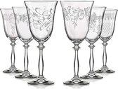 Verres à vin blanc ornés de Luxe ROYAL ANGELA avec DECOR - gravure de pantographe unique - BOHEMIA CRYSTAL ROMANCE 250 ml - coffret cadeau de 6 verres