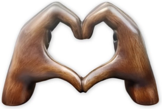 Mauropet® - Love Sign Hands - Wood - Beeld Sculptuur - Kado - Hartjes teken handen - UNIEK!