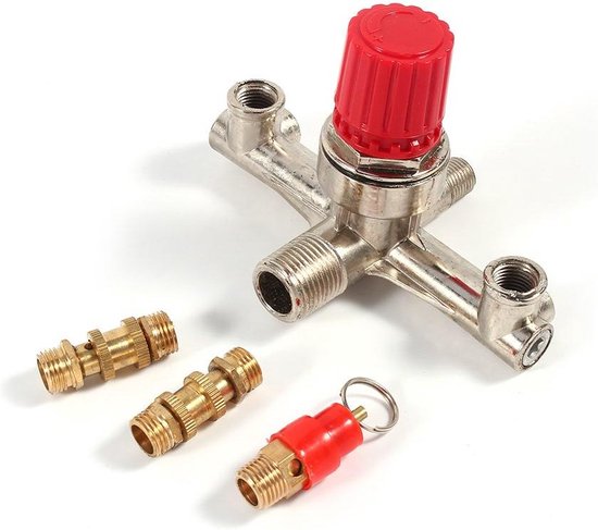 Luchtcompressor Schakelbuis Dubbele Uitlaat Metalen Klep Niet Instelbare Fitting Verdeelstuk Accessoire Rode Dop Regulator Drukklep Schakelaar