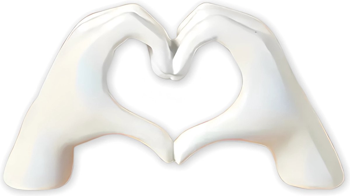 Mauropet® - Love Sign Hands - Wit - Beeld Sculptuur - Beeldje hart - Polyresin - UNIEK!