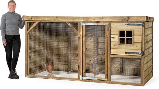 Sonnewelt Vrijloophok 3 x 2 x 2 m, verzinkt staal, hok voor kleine dieren, kippenhok met zonnedak en deur voor huisdierkooi, vogelkooi, kleine dieren, planten