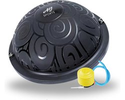 AJ-Sports Balance Board PRO Zwart - Balanstrainer - Balansbord - Wiebelkussen - Balansbal - Balanskussen - Fitnessbal - Ø 60 CM - Inclusief Weerstandsbanden En Pomp - Fitness