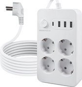 Perel Stekkerdoos met schakelaar, 4 stopcontacten met penaarde (type E), kabel 1.5 m, 3G1.5, gebruik binnenshuis, zwart : Velleman Group nv