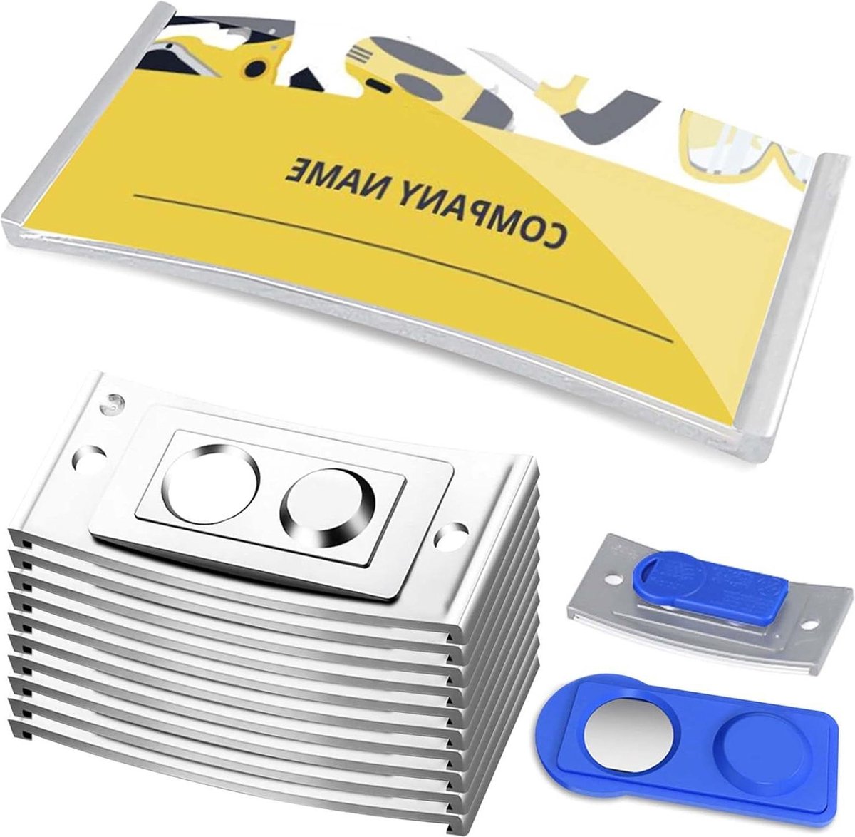 10 stuks transparante modieuze magnetische naambordjes voor kleding - 75 x 32 mm .