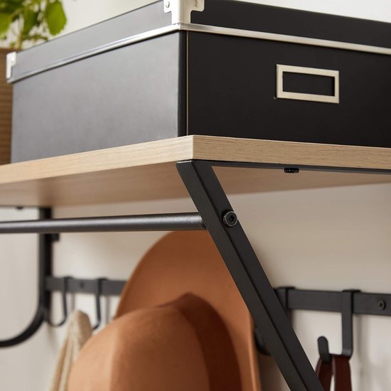 Porte-manteau mural avec étagère à chapeaux Veltro® - Porte-manteau - Étagère murale - Chêne clair