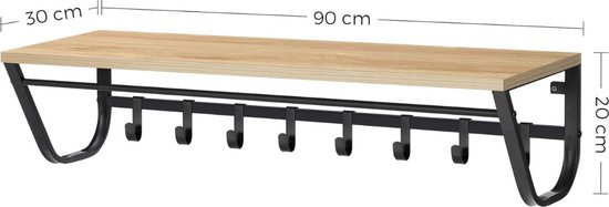 Porte-manteau mural avec étagère à chapeaux Veltro® - Porte-manteau - Étagère murale - Chêne clair