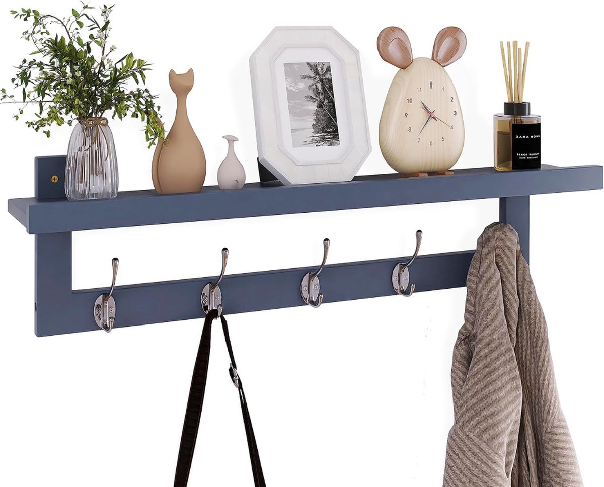 VELTRR® Wandkapstok met Hoedenplank - Kapstok - Wandplank - Grijs