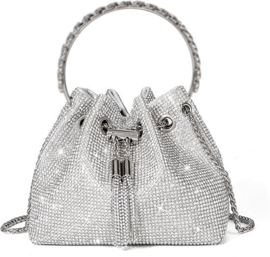 Foto: Clutch glitter dames zilveren avondtas damestas schoudertas trendy damestas handtas voor bruiloft feest banket crossbody tas avondtasje glitter glamour elegante pailletten avondtasje