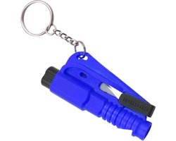 Noodhamer sleutelhanger | Veiligheidshamer | 3 in 1 | Blauw | Auto hamer | Gordelsnijder | Autoruit breker | Noodfluit |