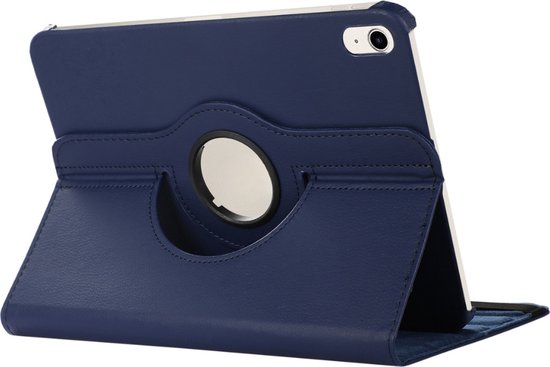 Hoozey - Housse de tablette adaptée à Apple iPad 10.9 (2022) - Fonction Auto/Réveil - Bookcase Rotative - Blauw Foncé