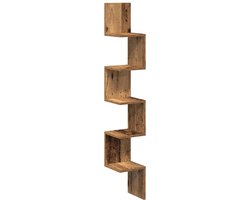 vidaXL - Hoekwandschap - 20x20x127,5 - cm - bewerkt - hout - oud - houtkleurig