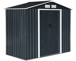 sweeek - Metalen tuinhuis 2,71 m² - schuur met dubbele schuifdeuren, kit voor vloerbevestiging inbegrepen, l 213 x b 131 x h 185cm - houtland