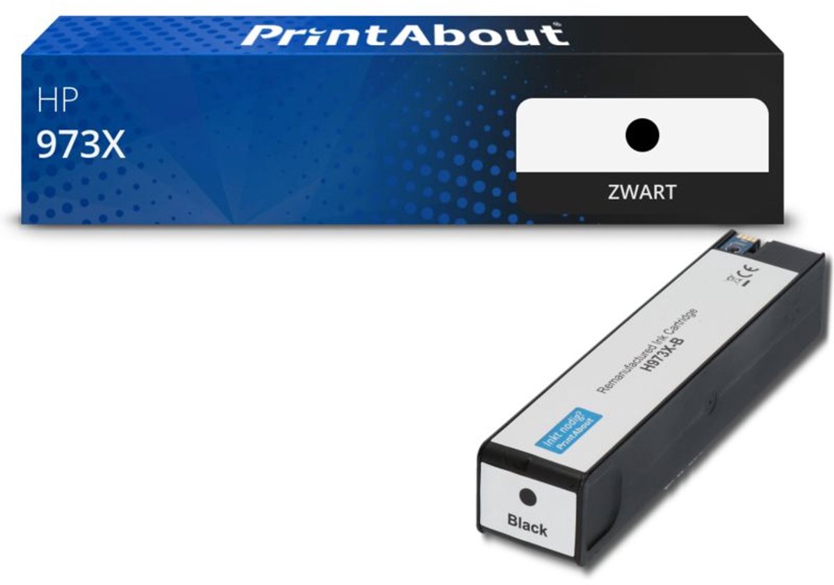 PrintAbout huismerk Inktcartridge 973X (L0S07AE) Zwart Hoge capaciteit geschikt voor HP