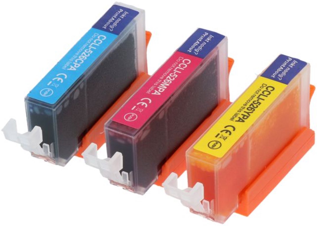 PrintAbout huismerk Inktcartridge CLI-526C/M/Y 3-kleuren Multipack geschikt voor Canon