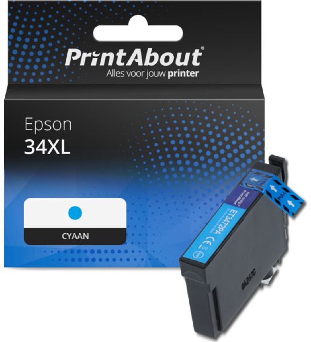 PrintAbout Huismerk Epson 34XL (C13T34724010) Inktcartridge Cyaan Hoge capaciteit
