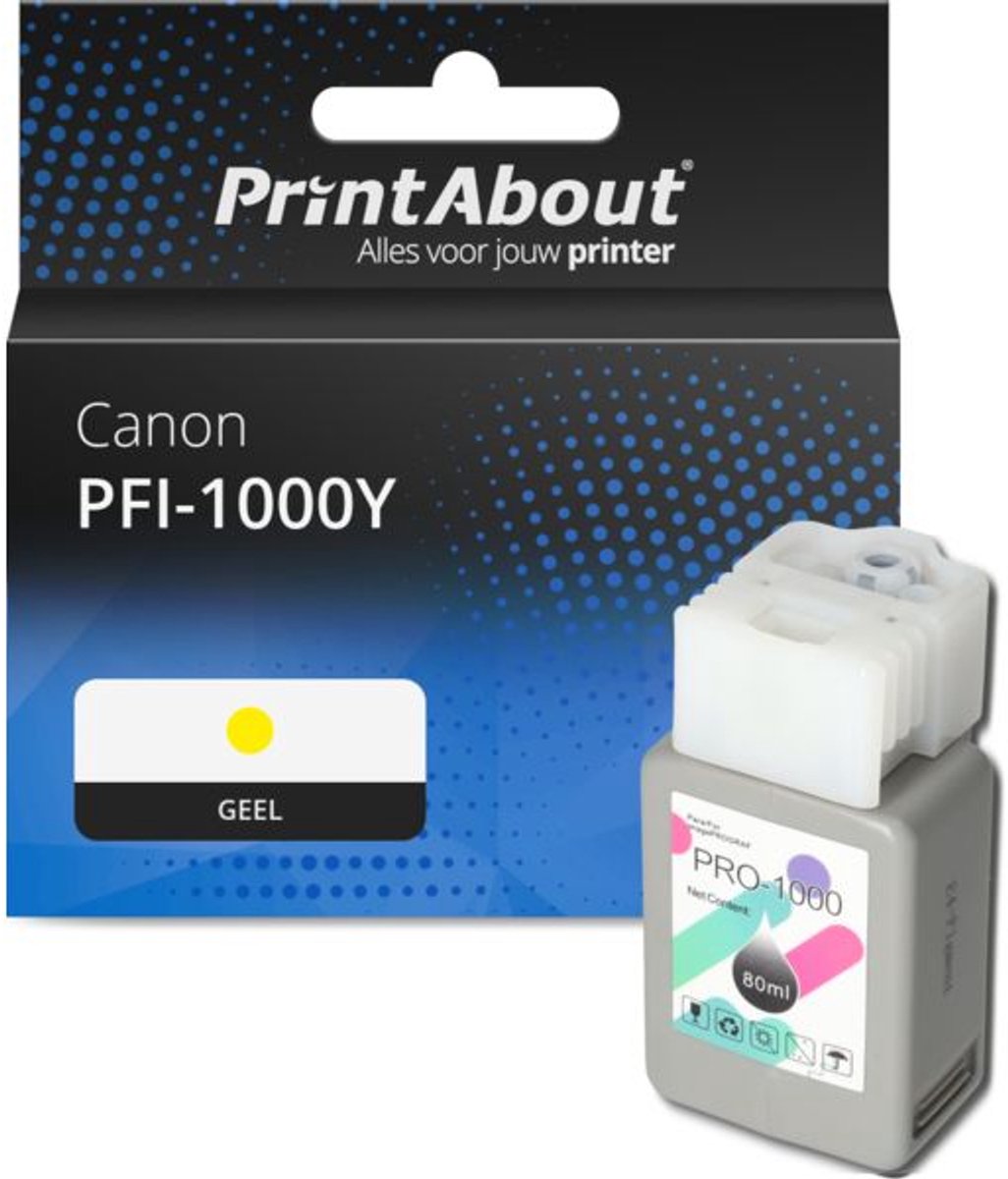 PrintAbout huismerk Inktcartridge PFI-1000Y Geel geschikt voor Canon