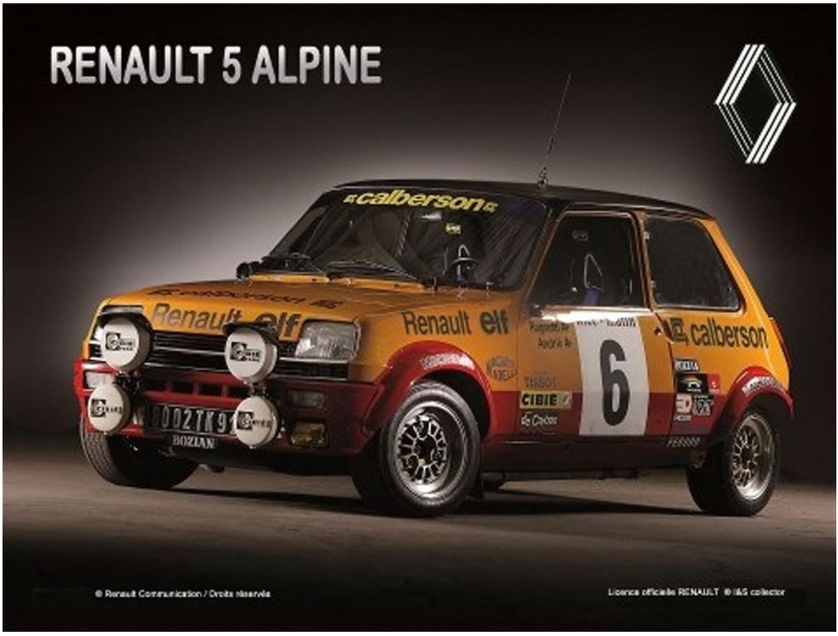 Metaal Bord 15 x 20 cm Renault 5 Alpine Calberson