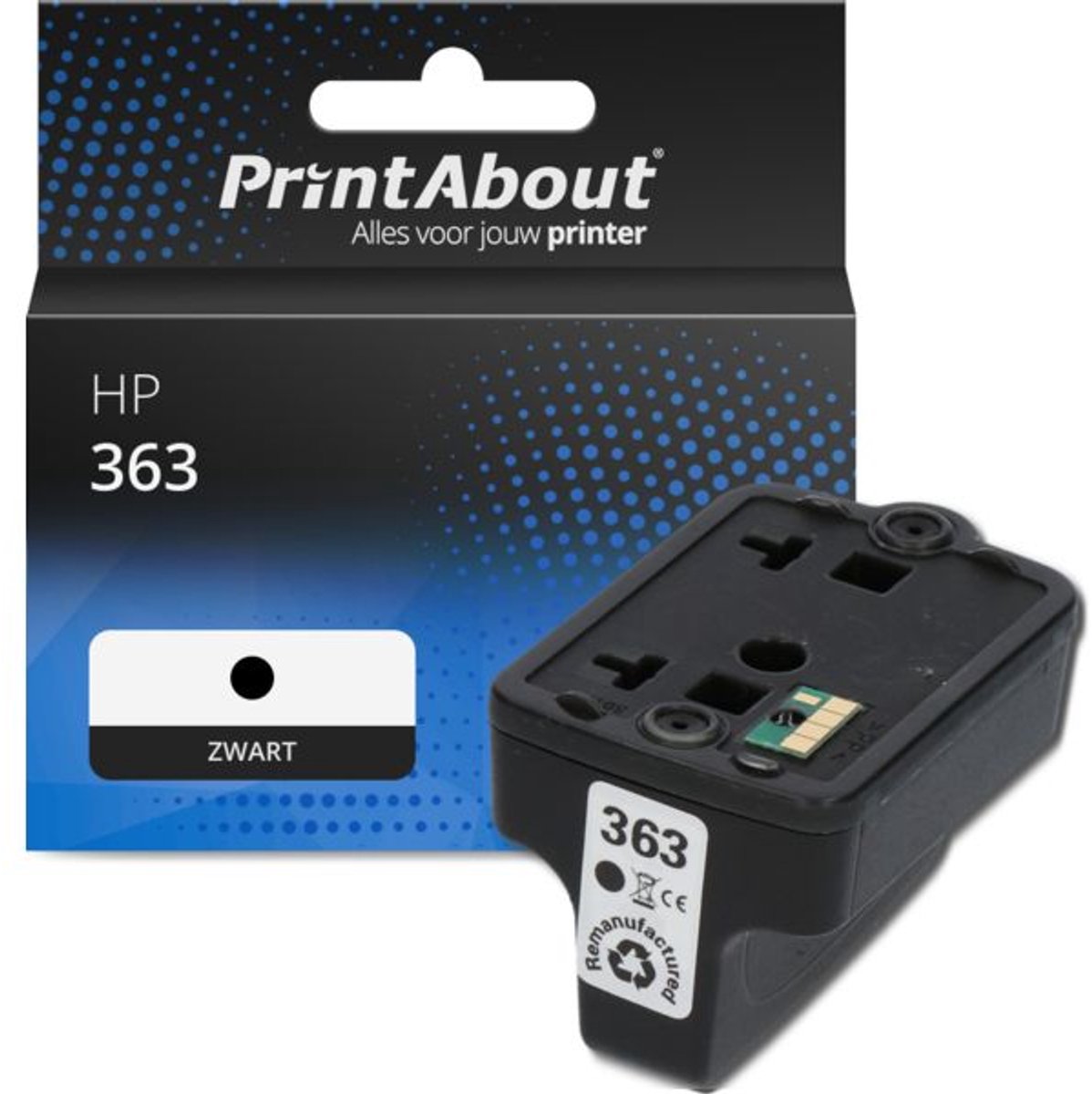PrintAbout huismerk Inktcartridge 363 (C8721EE) Zwart geschikt voor HP