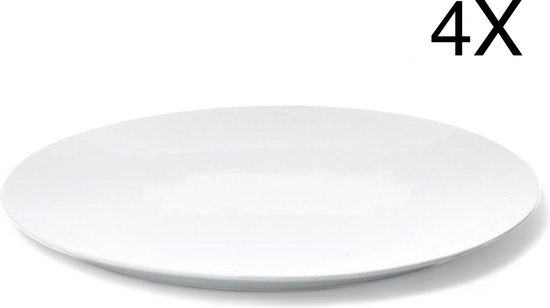 Luxe Borden - 27 cm - 4 Stuks - Wit - Horeca - Set - Pack - Witte Borden - Kwaliteit - Porselein - Dinerbord - Ontbijtbord - Lunchbord