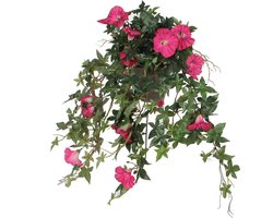 Mica Decorations Kunstplant Petunia - donkerroze - 50 cm - kunst hangplanten