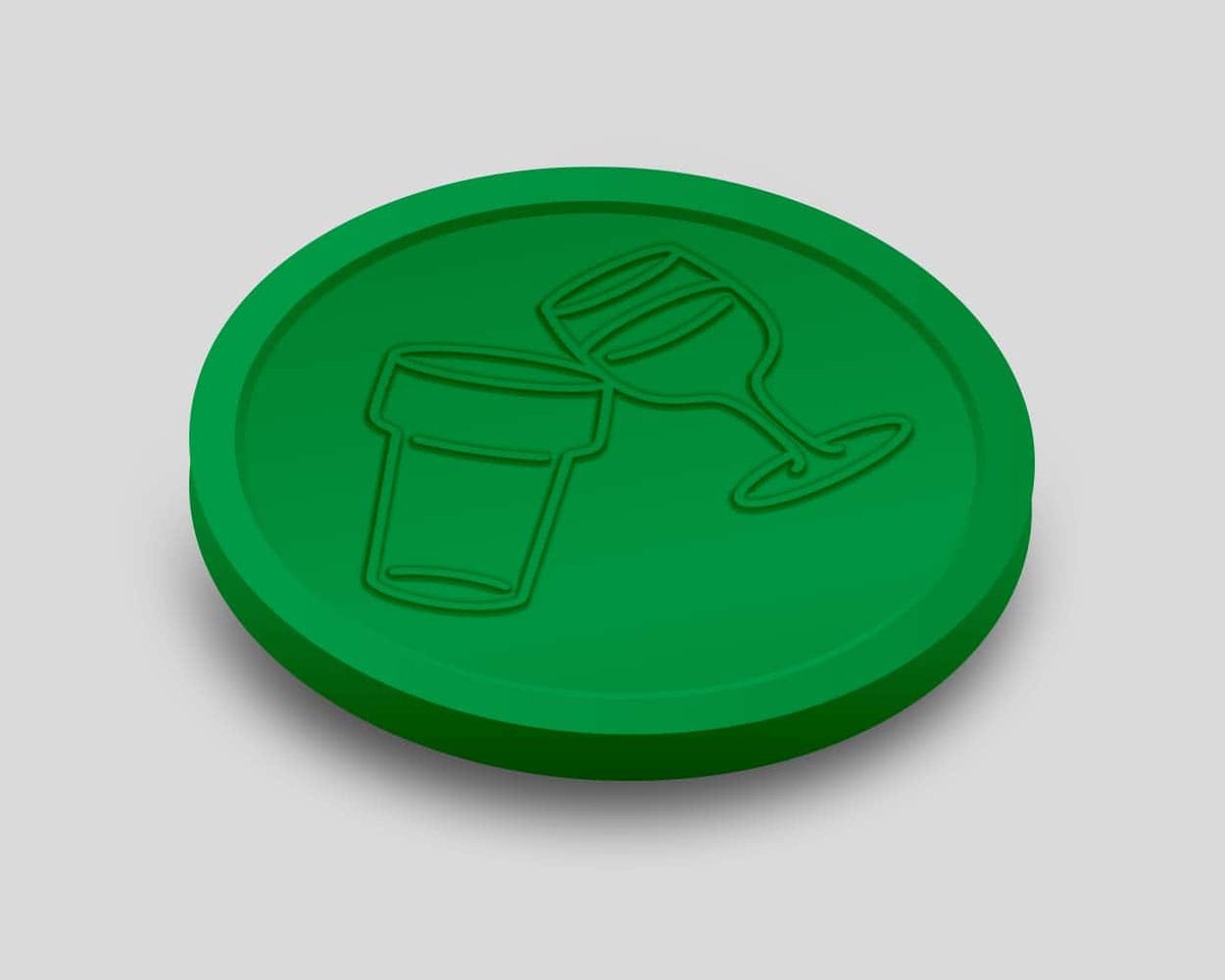 Reliëfmunten Bier en Wijn 29mm / Consumptiemunten / Betaalmunten (per 250 stuks) - GROEN
