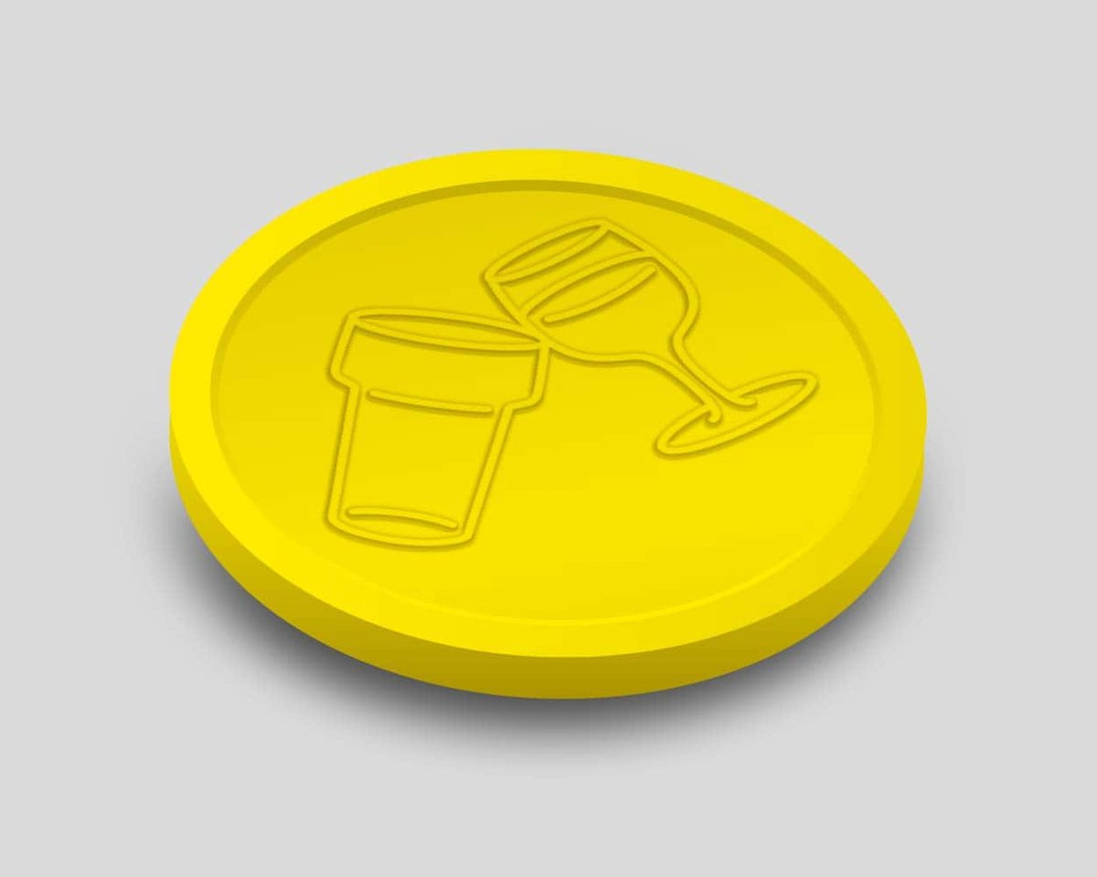 Reliëfmunten Bier en Wijn 29mm / Consumptiemunten / Betaalmunten (per 250 stuks) - FLUOR GEEL