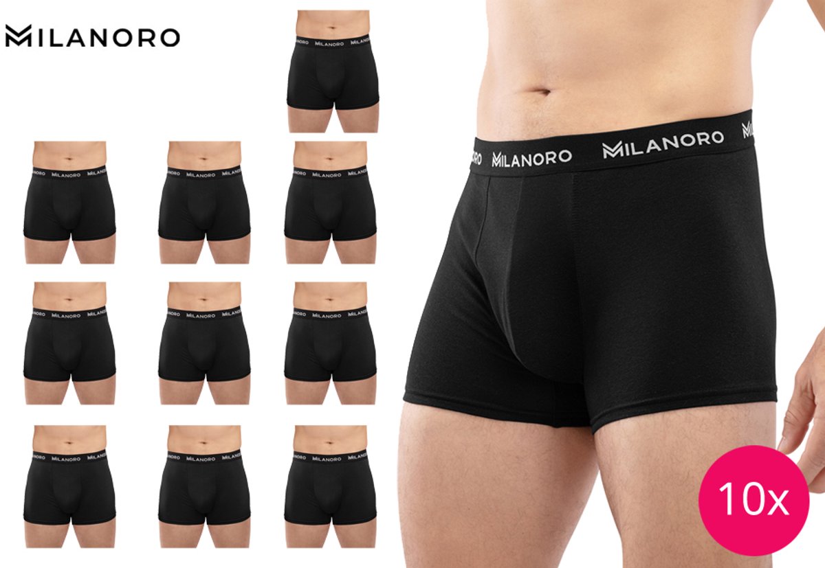 Milanoro - 10-pack stijlvolle katoenen boxershorts - Zwart - XL