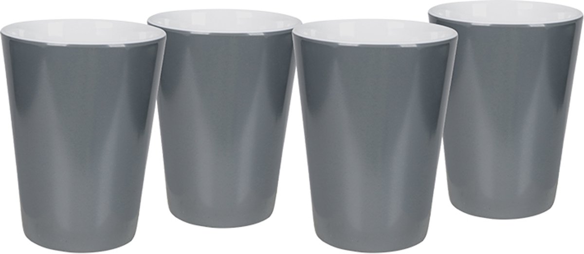 Bo-Camp - Beker - Two-Tone - Melamine - 4 Stuks - Grijs