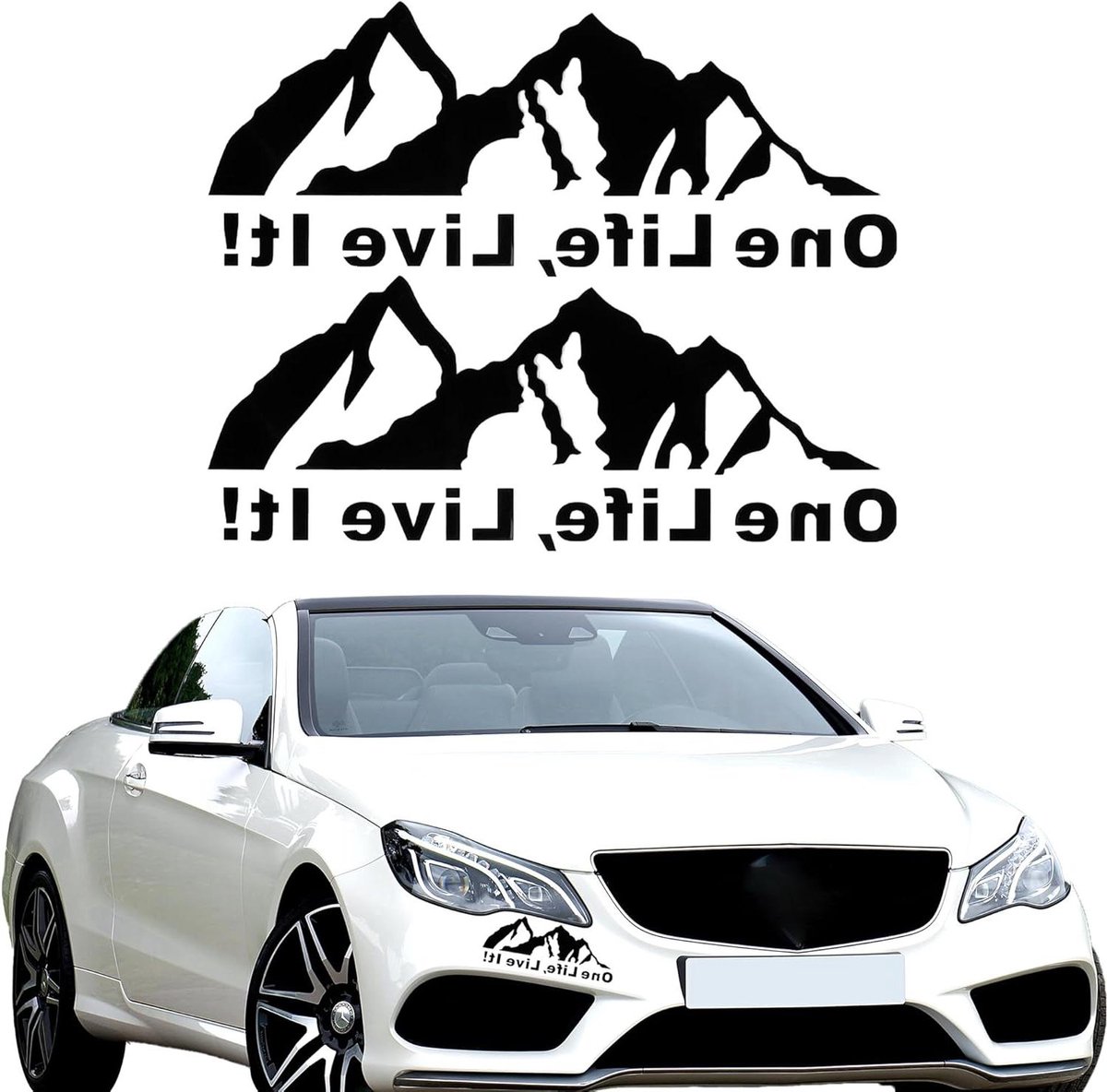Autosticker bergenstickers 20 x 8 cm voor auto kofferbak caravan vrachtwagen 2 stuks (zwart)