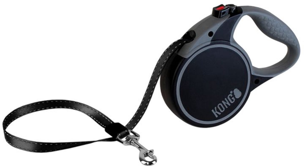 Kong Terrain Intrekbare Leiband Zwart S, ca.20kg hond
