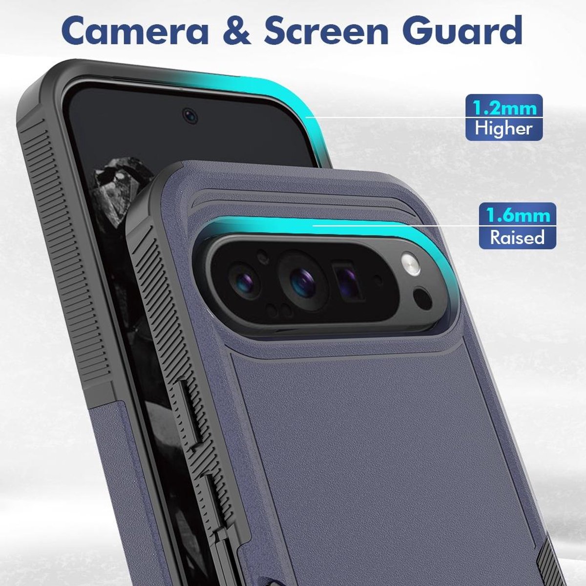 Mobigear Hoesje geschikt voor Google Pixel 9 Pro XL Telefoonhoesje Hardcase | Mobigear Heavy Armor Backcover Shockproof | Schokbestendig Pixel 9 Pro XL Telefoonhoesje | Anti Shock Proof - Donkerblauw