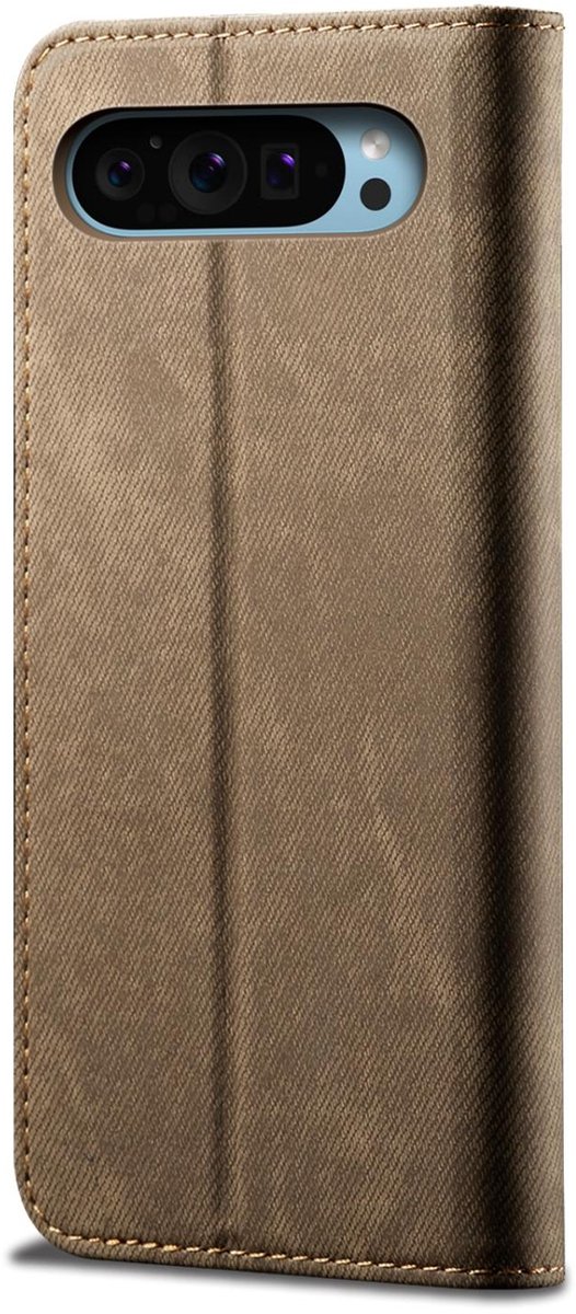 Mobigear Telefoonhoesje geschikt voor Google Pixel 9 Hoesje | Mobigear Ranch Bookcase Portemonnee | Pasjeshouder voor 3 Pasjes | Telefoonhoesje voor Pinpas / OV Kaart / Rijbewijs - Khaki | Bruin