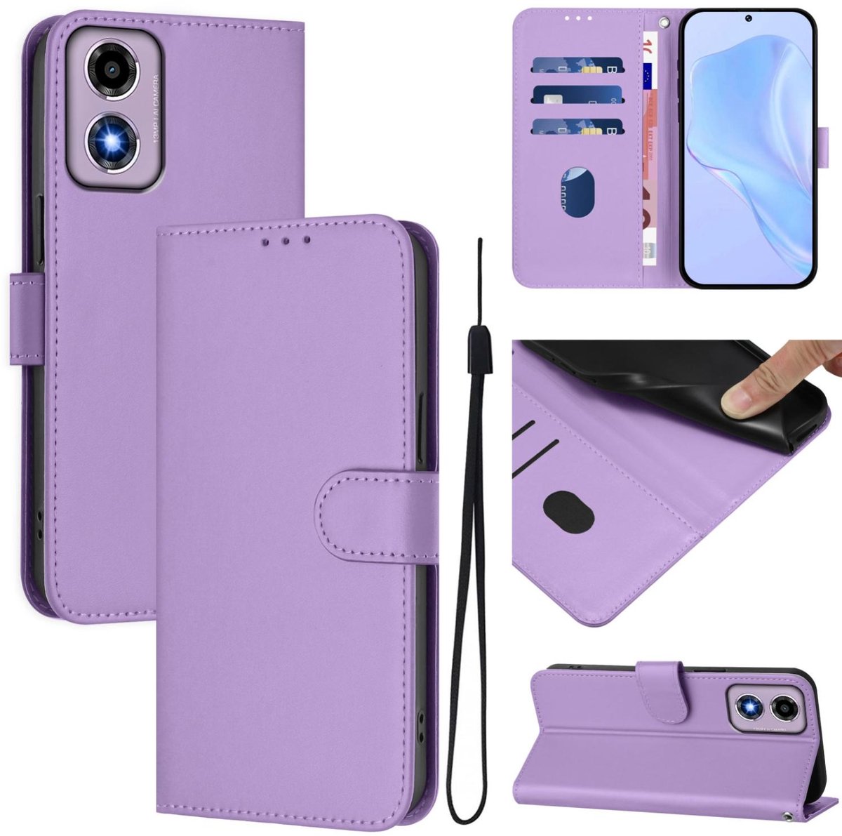 Mobigear Telefoonhoesje geschikt voor Motorola Moto E14 Hoesje | Mobigear Urban Wallet Bookcase Portemonnee | Pasjeshouder voor 3 Pasjes | Telefoonhoesje voor Pinpas / OV Kaart / Rijbewijs - Lavendel